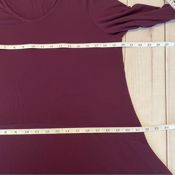 Eileen Fisher Tunic Dress Women’s L Purple Burgundy Flowy 3/4 Sleeve Relaxed Fit - Picture 11 of 15